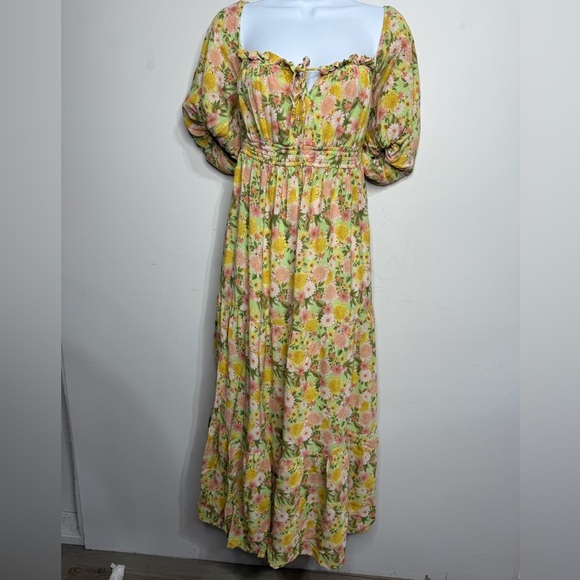 YUMI KIM Maxi Floral Puff Sleeve Dress Size XL - Picture 1 of 5